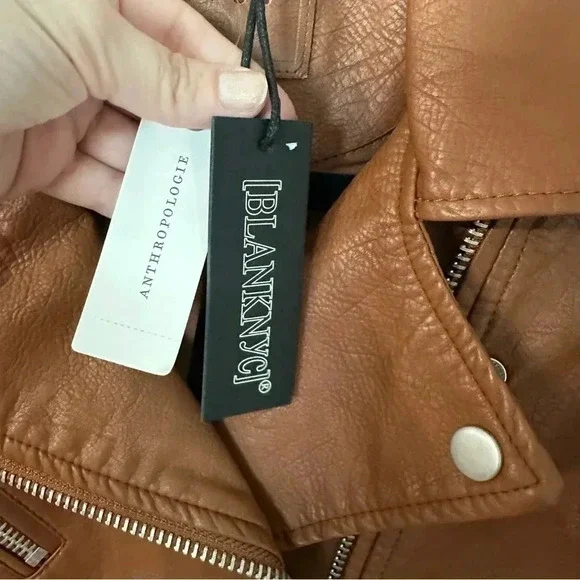 Anthropologie BlankNYC Women’s Faux Leather Moto Jacket in Honey Size XS NWT - Picture 7 of 9